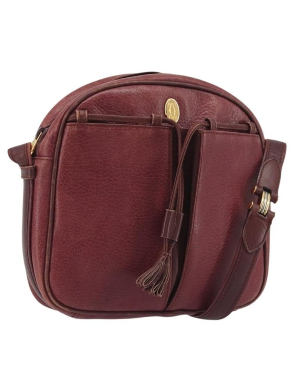 Authentic LOEWE Anagram Shoulder Bag Leather Bordeaux Gold